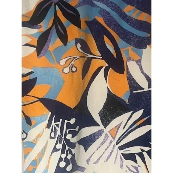 Zenergy By Chico's Blue Orange White Zip Hoodie Jacket Size 3 XL 16 Leaf Print - Picture 4 of 10